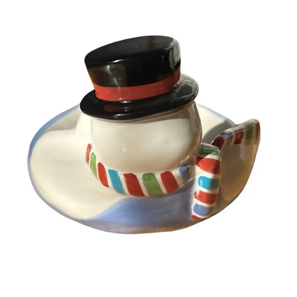 Vintage Flurries Collection Melted Snowman Holiday Christmas Trinket Dish